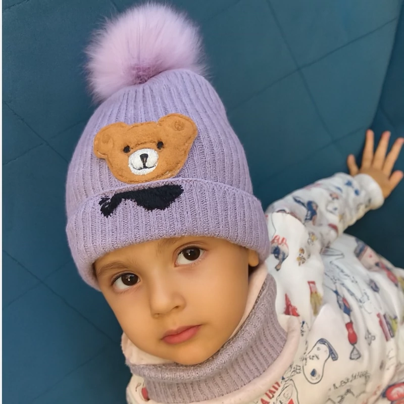 کلاه و شال مدل خرسی کودک